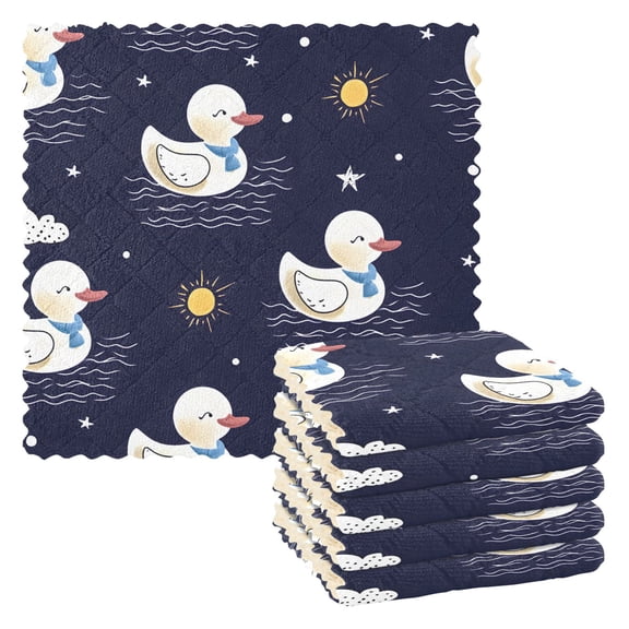 Cute Duck Cloud Sun Kitchen Cloth Dish Towels for Drying Washing Absorbent Dish Rags Reusable soft kitchen dishcloth set 6 Pack