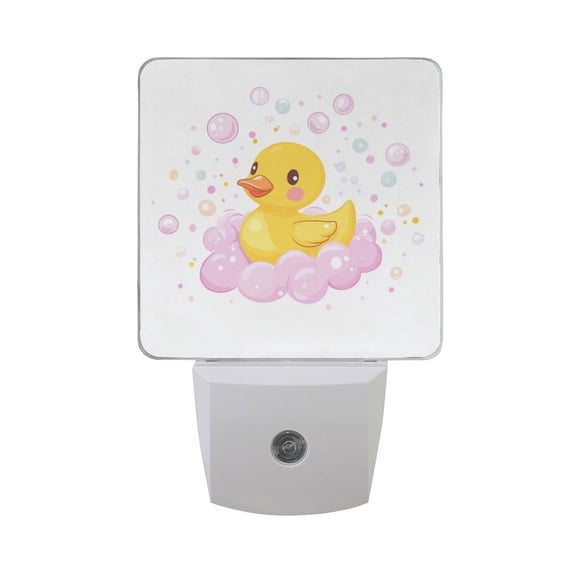 Cute Duck Dreamy Bubble Bath LED Night Light with Smart Sensor Plug Into Wall Dusk to Dawn 2 packs