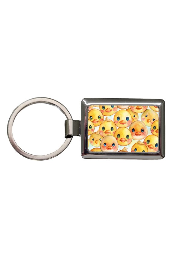 Cute Duck Faces Watercolor Metal Rectangle Keychain
