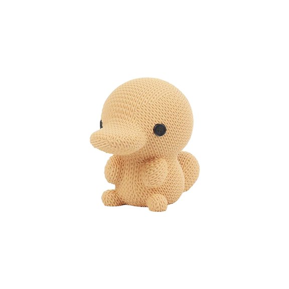 Cute Duck Figurine, 3D Printed Design, Textured Knit Pattern, Beige