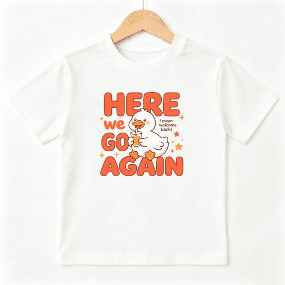 Cute Duck Girls Graphic Tee Funny Cartoon Animal Summer Gift 100% Cotton Kids Short Sleeve T-Shirt 4-13Y