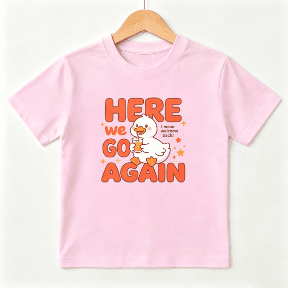 Cute Duck Girls Graphic Tee Funny Cartoon Animal Summer Gift 100% Cotton Kids Short Sleeve T-Shirt 4-13Y
