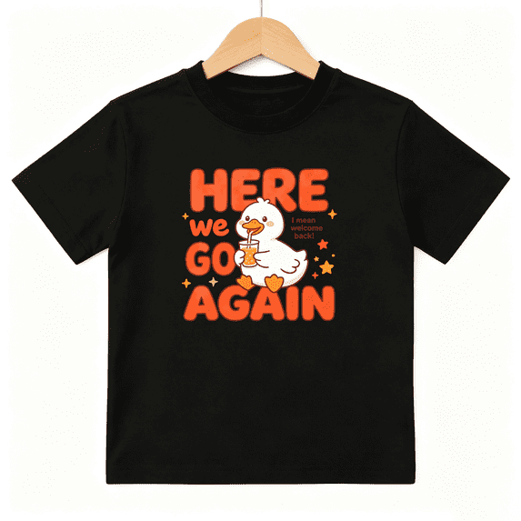 Cute Duck Girls Graphic Tee Funny Cartoon Animal Summer Gift 100% Cotton Kids Short Sleeve T-Shirt 4-13Y