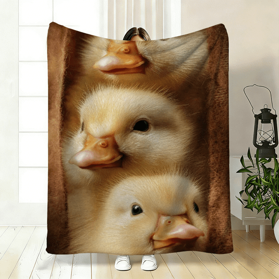 Cute Duck Group 2D Flat Blanket, Lightweight Portable Soft Warm Throw, Digital Print for Travel Camping Sofa Bed Office Chair, Ideal Home Furnishings Gift