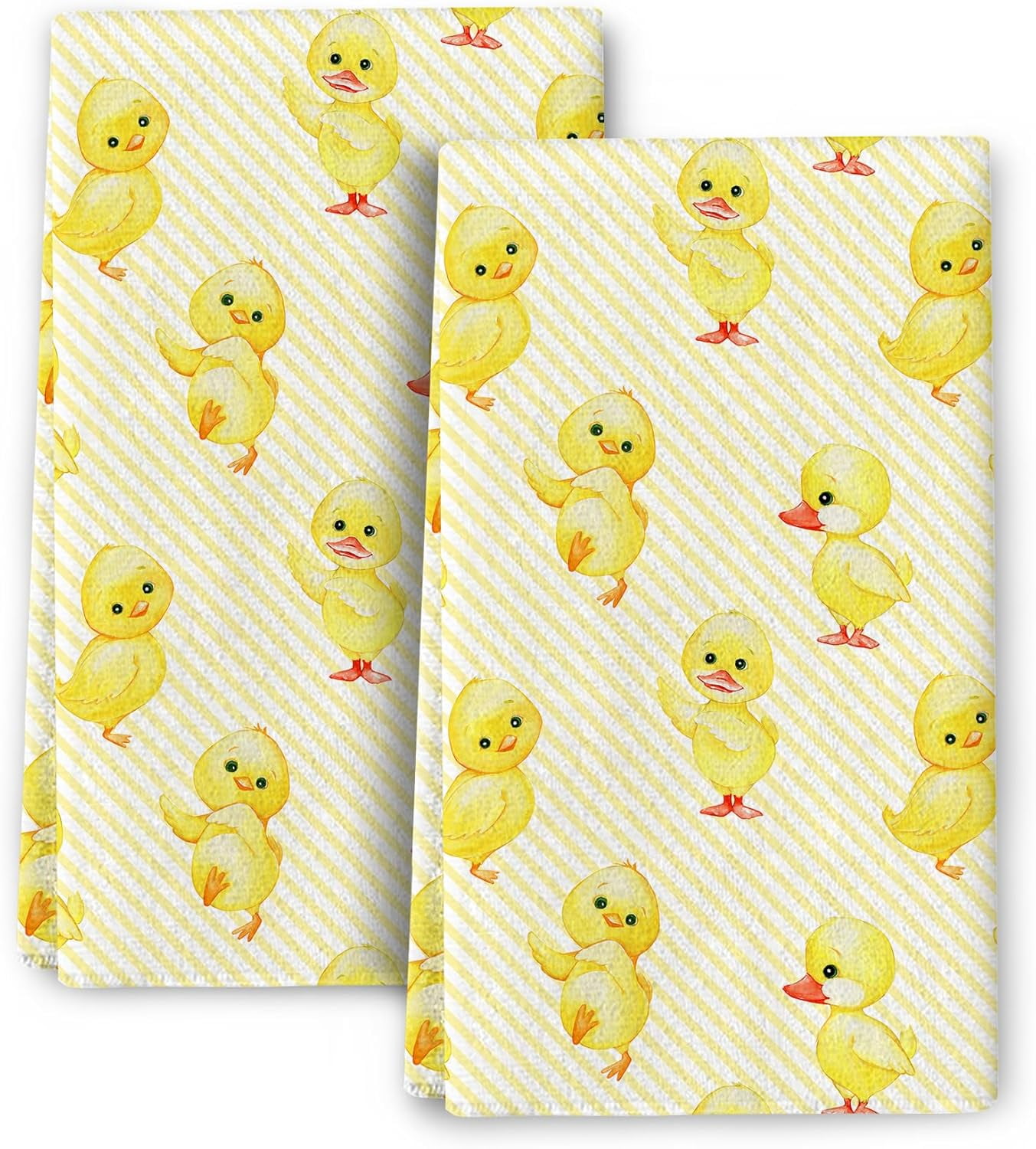 Cute Duck Kitchen Towels Decorative Set, Yellow Absorbent Dish Towels