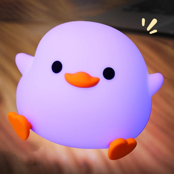 Cute Duck Night Light for Kids with 7 Colors, Rechargeable Silicone Squishy Bedside Lamp for Baby Nursery, Touch Control Kawaii Duck Light, Gift for Boys and Girls