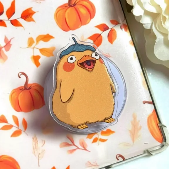 Cute Duck Phone Grip - Kawaii Yellow Bird Acrylic Grip Stand - Aesthetic Phone & e-reader Holder Accessory