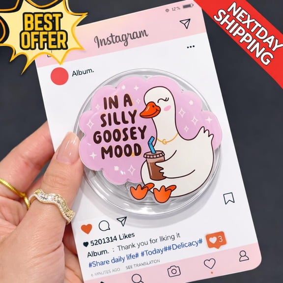 Cute Duck Phone Grip, Silly Goosey Mood Aesthetic, Funny Meme Accessory, Coquette Cute Gift, Kawaii Duck Phone Holder
