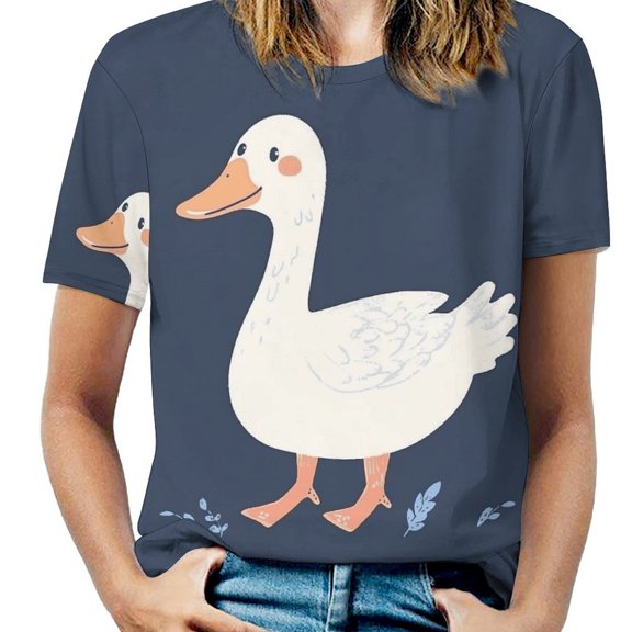 Cute Duck Print-1 Women's Short Sleeve Tops Casual Blouses T Shirt