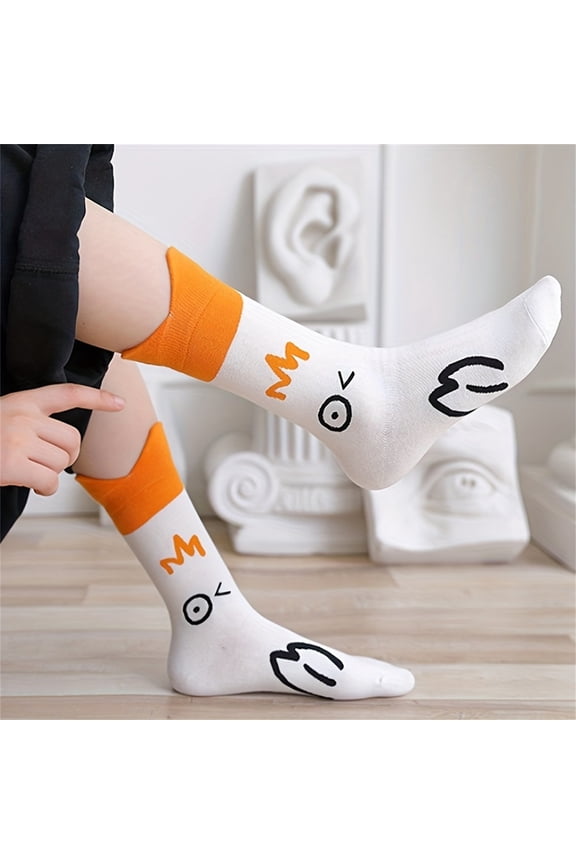 Cute Duck Print Mid-Calf Socks - 1 Pair of Comfortable and Stylish Women's Crew Socks, Ideal for Casual Wear and Gift Giving