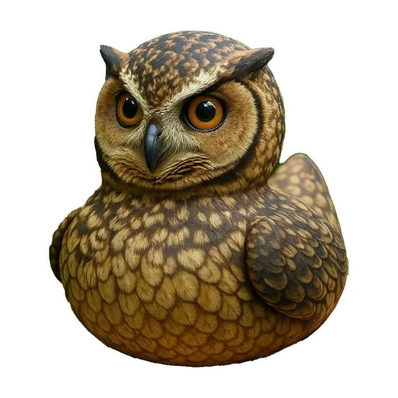 Cute Duck - Shaped Owl Decorative Figurine, Realistic Craft With Detailed Feather Design - Home Decor Accent For Living Room, Bedroom, Office Desk, Bookshelf, Tabletop