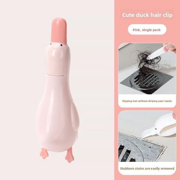 Cute Duck Shaped Reusable Hair Catcher, No Power Drain Hair Trap Adhesive Mount Drain Cleaner Tool for Bathroom Sink Bathtub Drain Clog Prevention