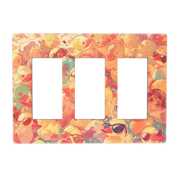 Cute Duck Surfing Switch Cover Decorative Wall Plate 3-Gang Screwless Standard Size