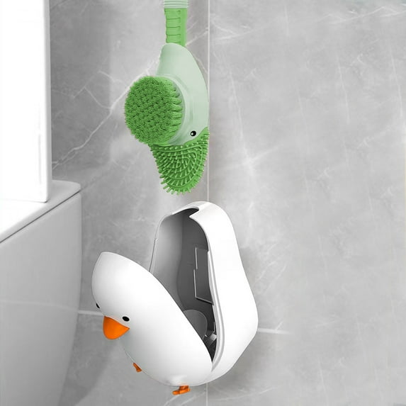 Cute Duck Toilet Brush with Holder Toilet Bowl Scrubber Handle Soft Cleaning Brush Bathroom Cleaning Tool Toilet Supplies for Hotel Home Office Blue Carpet Cleaner