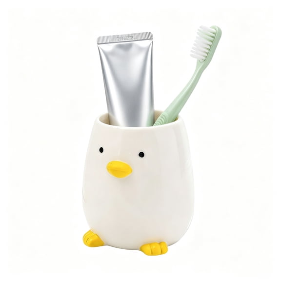 Cute Duck Toothbrush Holder, Ceramic Funny Duck Toothbrush Cup, Bathroom Storage Organizer for Kids, Electric Toothbrush Stand & Toothpaste Holder, Bathroom Accessories, Home Decor Gift (1 Pcs)