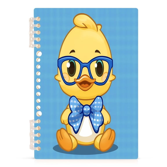 Cute Duck Wear Glasses and Tie Notebooks 1-subject Journal 60 Sheets A5 College Ruled Paper Detachable Ring 8.3"x5.7"