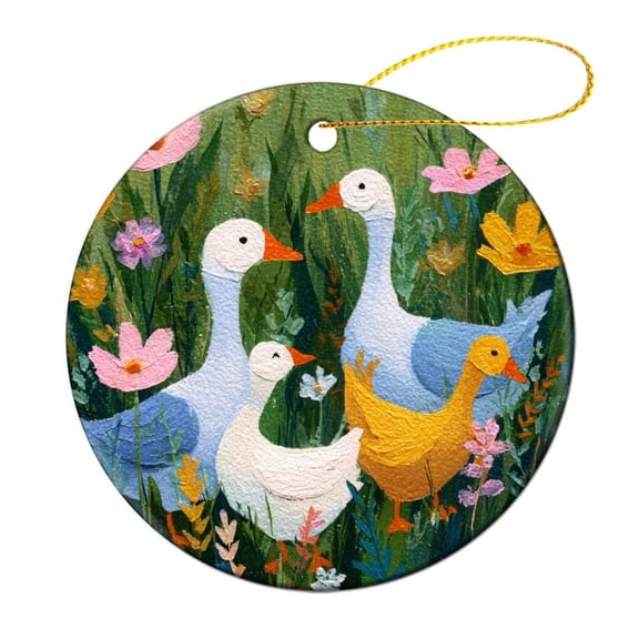 Cute Duck Xmas Trees Hangings Ceramic Ornament Xmas Tree Decor Geese And Ducks in The Garden-1 Christmas Ornaments Holiday Present Idea