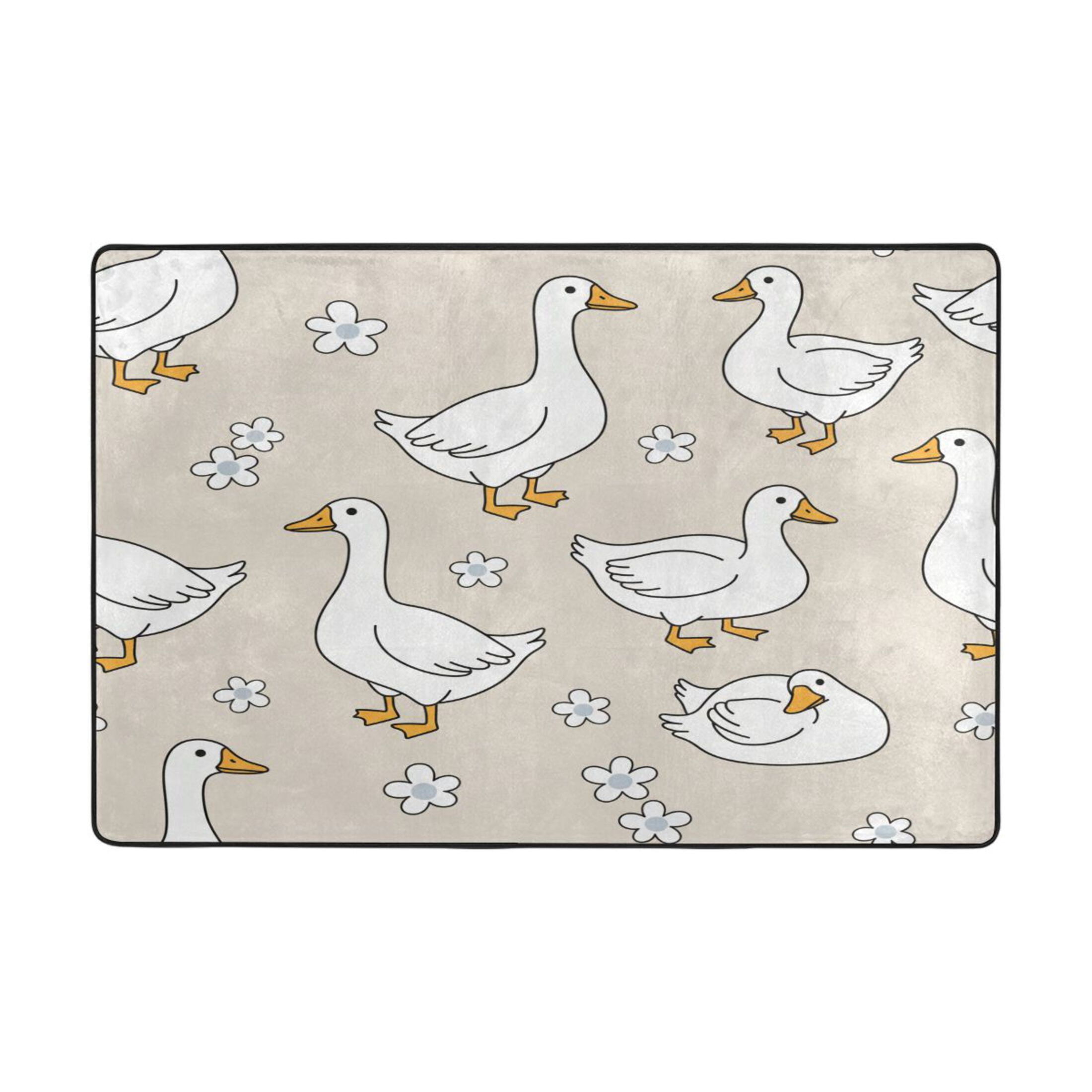 Pink Duck Rug Cute Duck and Flowers Rug 36x24in Memory Foam Absorbent Non Slip Plush ...