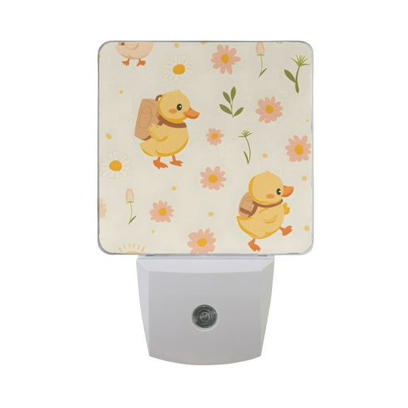 Cute Duck with Backpack Night Light 2 Pack LED Nightlight Plug into Wall Dusk to Dawn Sensor Soft White
