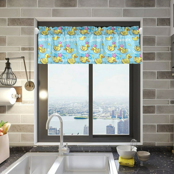 Cute Duck with Crown Valance Curtains Rod Pocket for Kitchen Living Room Windows Farmhouse Decor 54x18