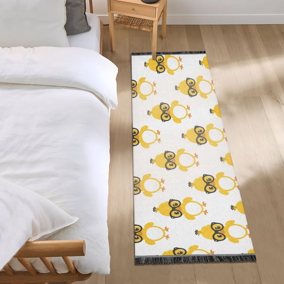 Cute Duck with Glasses Runner Area Rug 2x6 Soft Non-Slip Washable Bedside Carpet for Hallway Bedroom Living Room Home Decor
