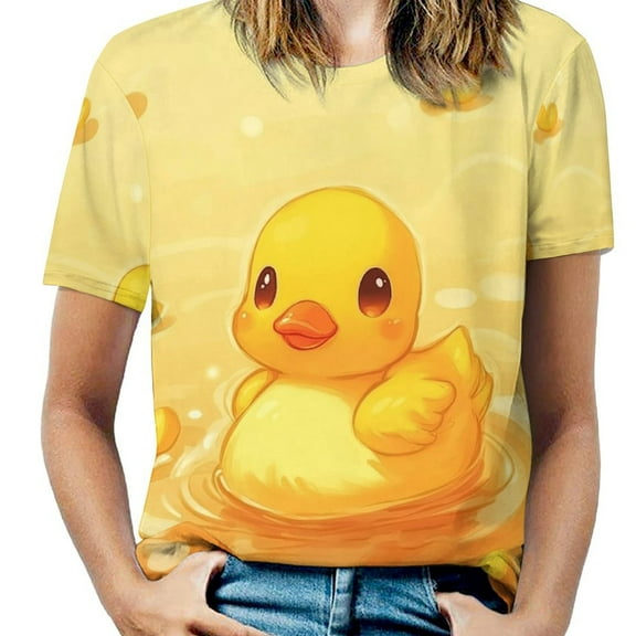 Cute Duckling Hearts Women's Short Sleeve Tops Casual Blouses T Shirt
