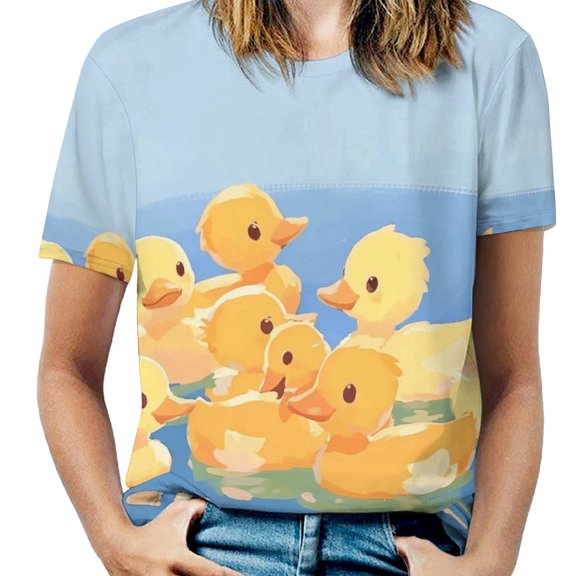 Cute Duckling Pool Women's Short Sleeve Tops Casual Blouses T Shirt