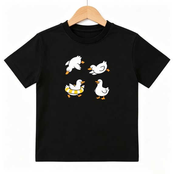 Cute Ducks Boys Graphic Tees Summer Water Kids T-Shirt 100% Cotton Short Sleeve Tops Ages 4-13Y