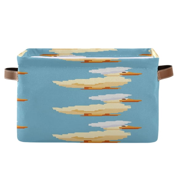 Cute Ducks Chef Hat Pixel Style Square Storage Bins with Handles Collapsible Containing Box 1 Pack
