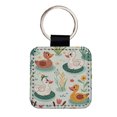 thumbnail image 1 of Cute Ducks In Pond Faux Leather Square Keychain, 1 of 7