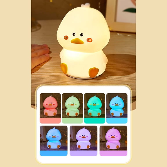 Cute Ducks Silicone Slap Night Light, Soft ABS Silicone Bedside Lamp for Bedroom and Living Room, Pat Control Rechargeable Nightlight for Sleeping and Reading