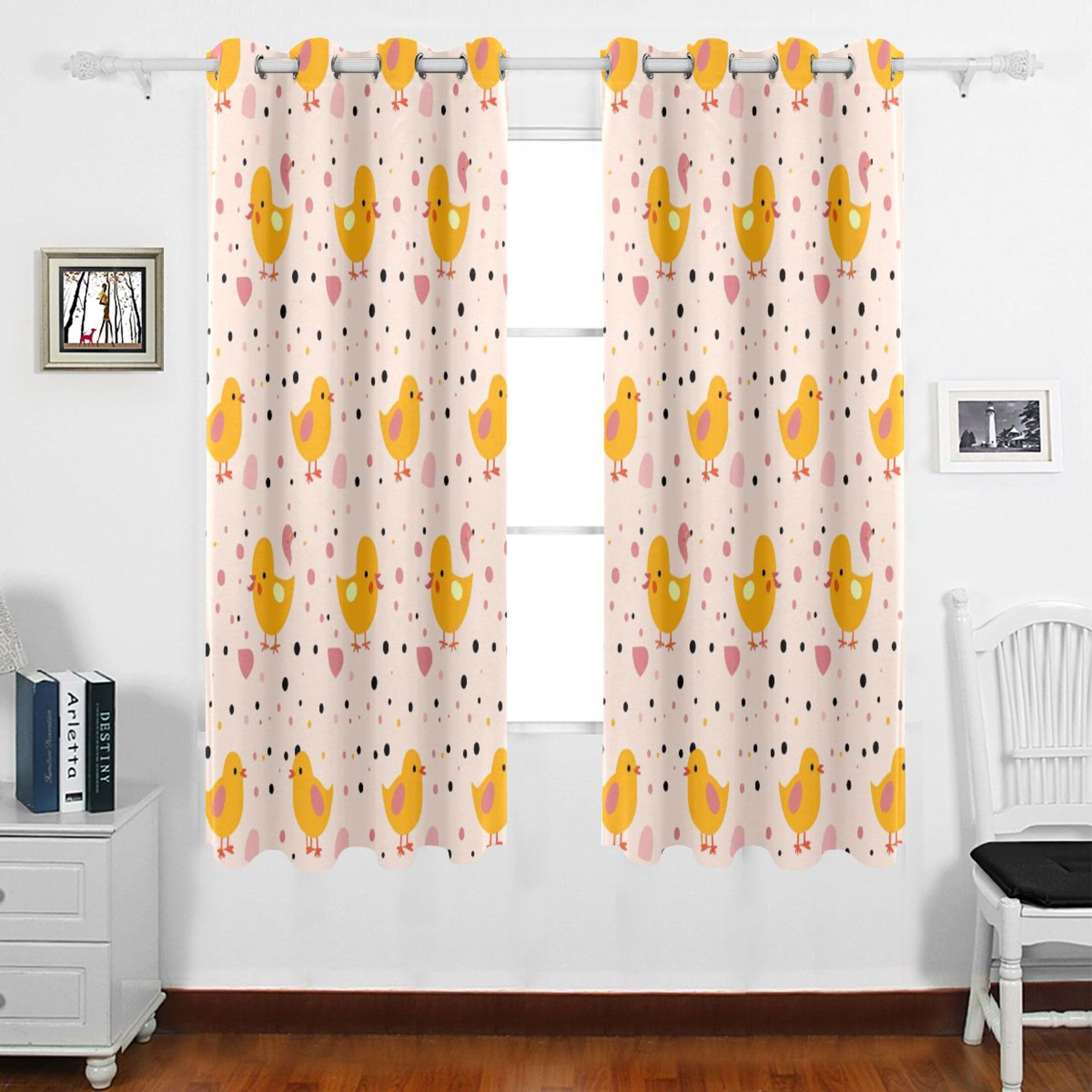 Cute Ducks and Polka Dots Grommet Blackout Curtains Thermal Insulated