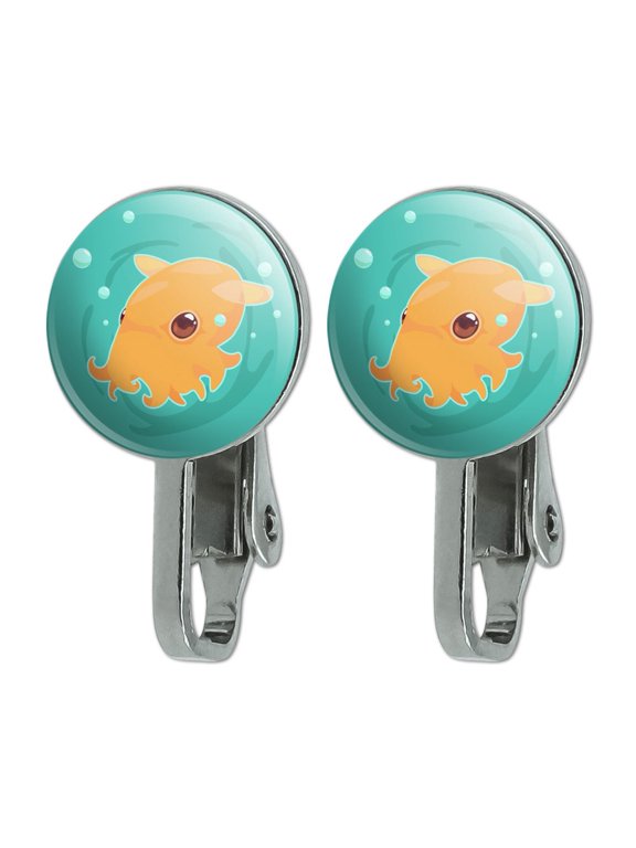 Cute Dumbo Octopus Novelty Clip-On Stud Earrings