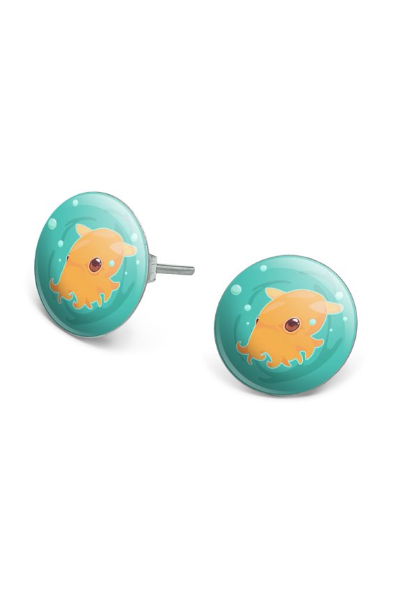 Cute Dumbo Octopus Novelty Silver Plated Stud Earrings