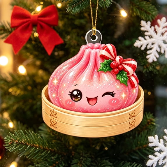 Cute Dumpling Christmas Ornament, Acrylic Bao Character Tree ...