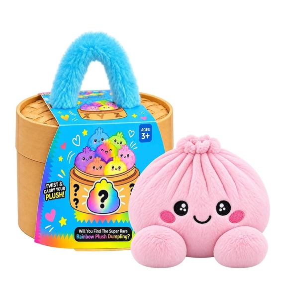 Cute Dumpling Plush Toy, Soft Bao Bun Stuffed Animal with Steamer Carry Case, Kawaii Plush Toy, Collectible Christmas Gift Toy for Birthday Holiday