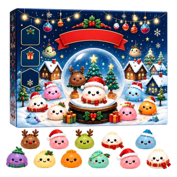 Cute Dumpling Squishy Fidget Toy Christmas Advent Calendar 2026, 24 Days Countdown Mystery Calendar, Soft TPR Stress Relief Toys for Holiday Stocking Fillers
