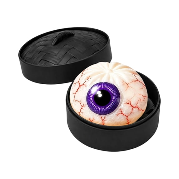 Cute Dumplings Fidget, Halloween Squishy Set With Black Steamer Cases Glitter Pumpkin Skull Ghost Eyeball Design Slow Rising Squeeze Stress Relief Spooky Fidget Dumplings Collection