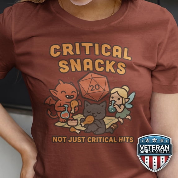 Cute Dungeons and Dragons Snack T Shirt Funny Critical Hit DnD Tee ...