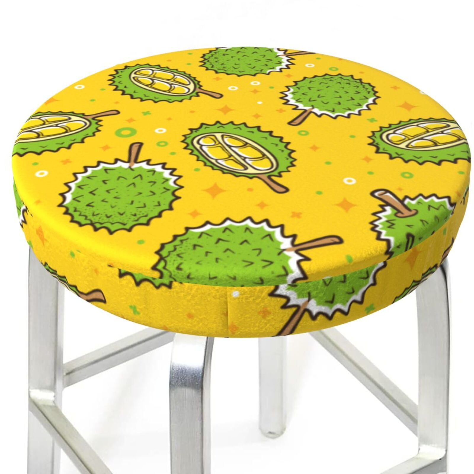 Cute Durian Starry Sky Yellow Round Bar Stool Seat Covers, Elastic ...