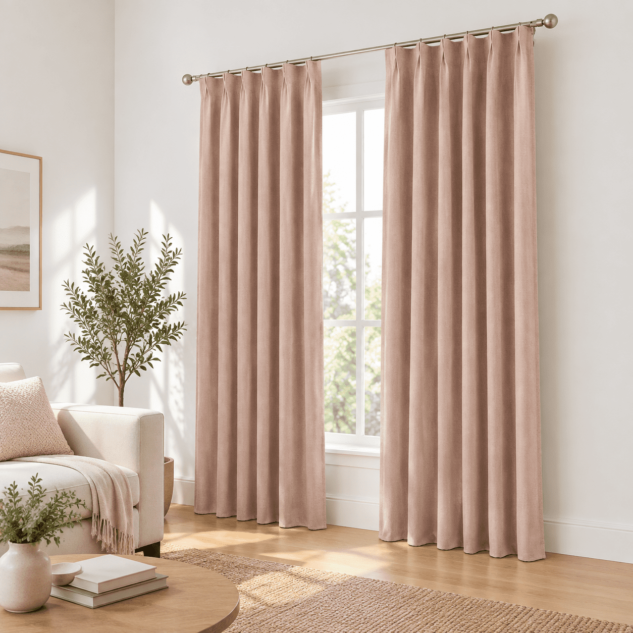 Cute Dusty Pink Blackout Curta90 Inches Long - Rose Blush Pinch Pleat ...