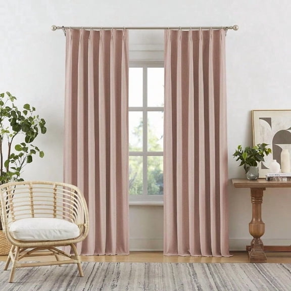 Cute Dusty Pink Blackout Curtains 90 Inches Long - Rose Blush Pinch Pleat Track Curtains Blackout with Hooks Viral Pleat Drapes for Girls Bedroom Nursery40 by 90 Inch 2 Panels Back Tab