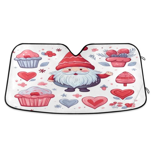 Cute Dwarf Heart Cake Car Windshield Sun Shade Foldable Car Front Window Visor Heat and UV Protection 55x27.6