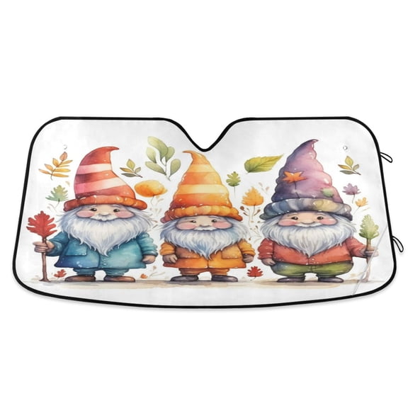 Cute Dwarf with Leaf Car Windshield Sun Shade Foldable Car Front Window Visor Heat and UV Protection 53x23.5