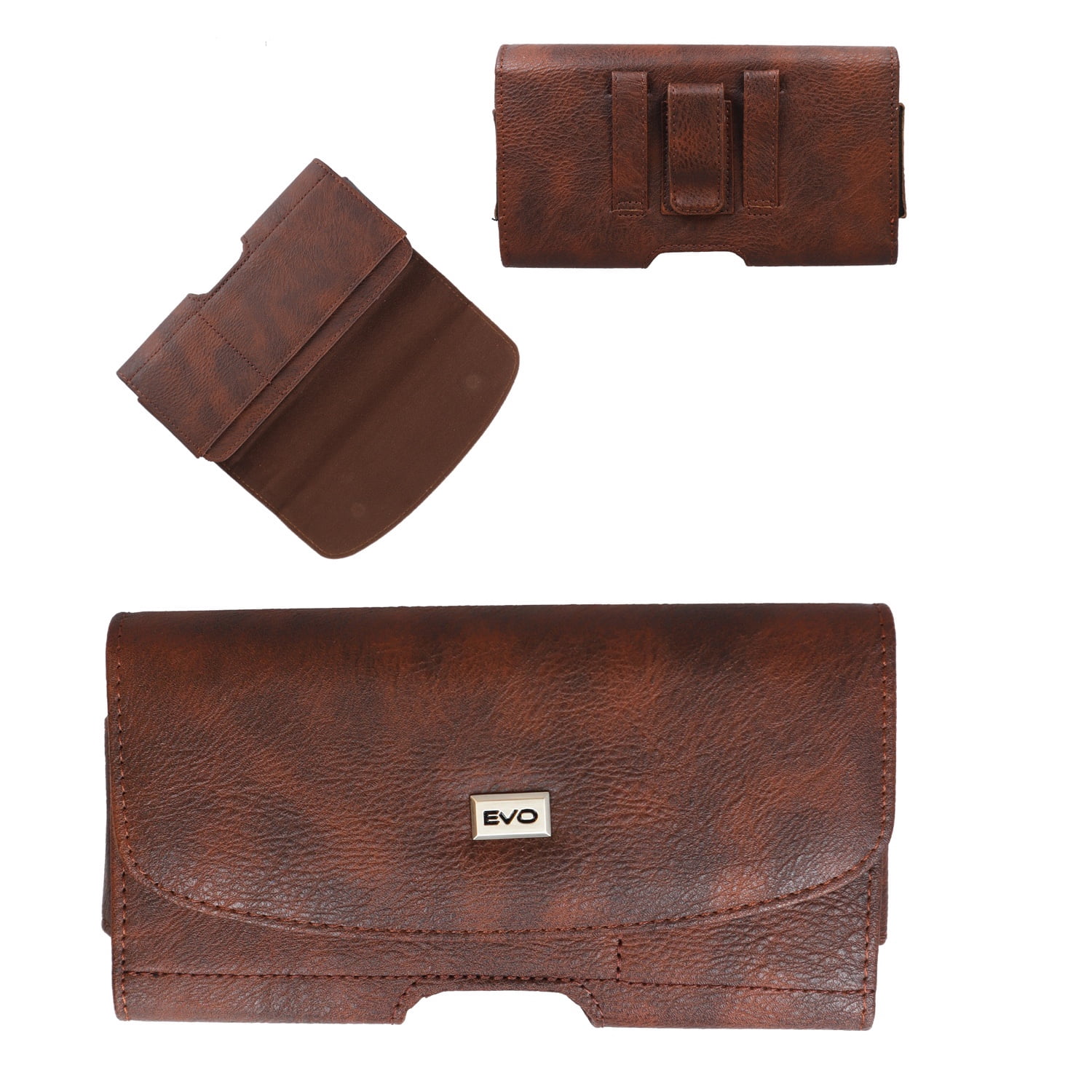 Cute EVO 7.2" Horizontal Nylon Pouch with Card Holder - Brown