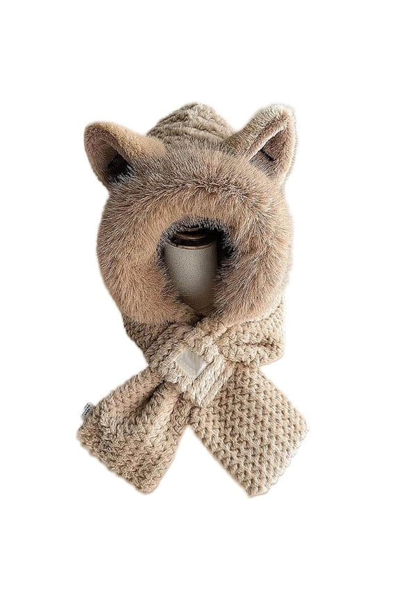 Cute Ears 2 In 1 Hat and Scarf Ear Scarf Hat Beanie Hat Scarf Combo Hood Combines A Hat for Women Sun Hat for Women Bomber Hats