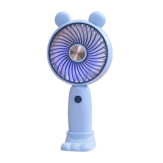 Cute Ears Handheld Mini Fan with Desktop Base,3-Speed USB Rechargeable,300mAh-500mAh Portable Pocket Cooler Fan for Daily & Travel Use(Blue)