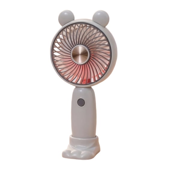 Cute Ears Handheld Mini Fan with Desktop Base,3-Speed USB Rechargeable,300mAh-500mAh Portable Pocket Cooler Fan for Daily & Travel Use(Gray)