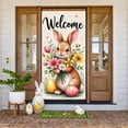 thumbnail image 1 of Cute Easter Banner Floral Welcome Display Colorful Bunny Spring Background for Easter Party Spring Decoration Family Gathering, 1 of 8