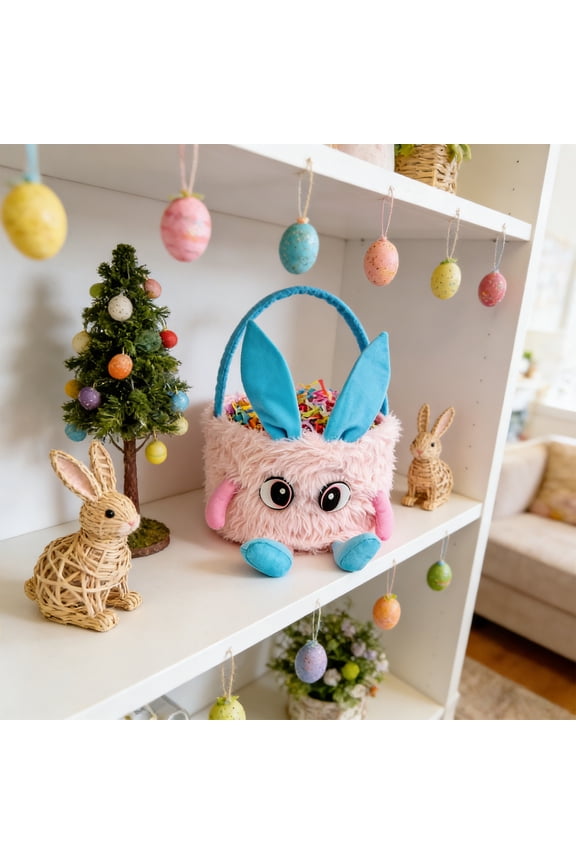 Cute Easter Basket Ear Bag Cloth Fabric Storage Handbag For Candy Small Gifts Easter Holiday Decoration Home Organization Spring Party Use Multi-Purpose Carrying Tote